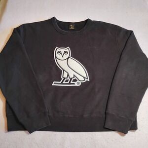 OVO Octobers Very Own Mens XL Black Owl Patch Crewneck Sweatshirt Made in Canada